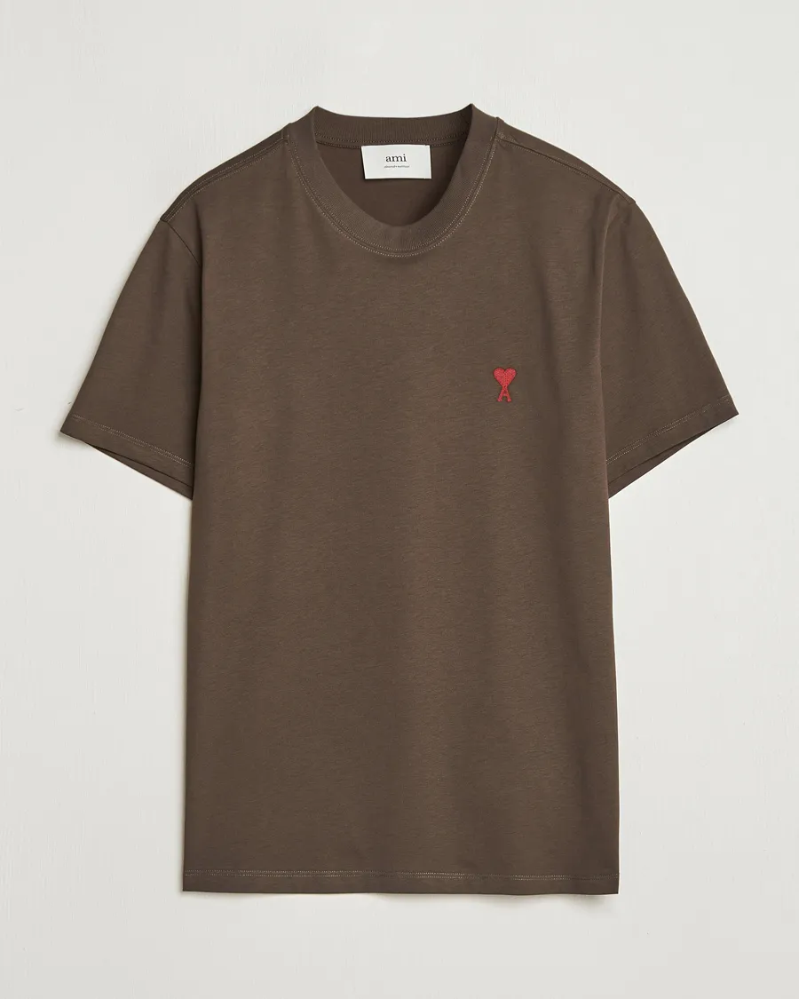 AMI Heart Logo T-Shirt Dark Coffee