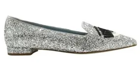 Autre Marque Zapatos planos plateados con purpurina y punta puntiaguda de diseñador contemporáneo Plata 