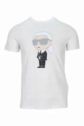 Camiseta blanca de cuello redondo con maxilogo karl