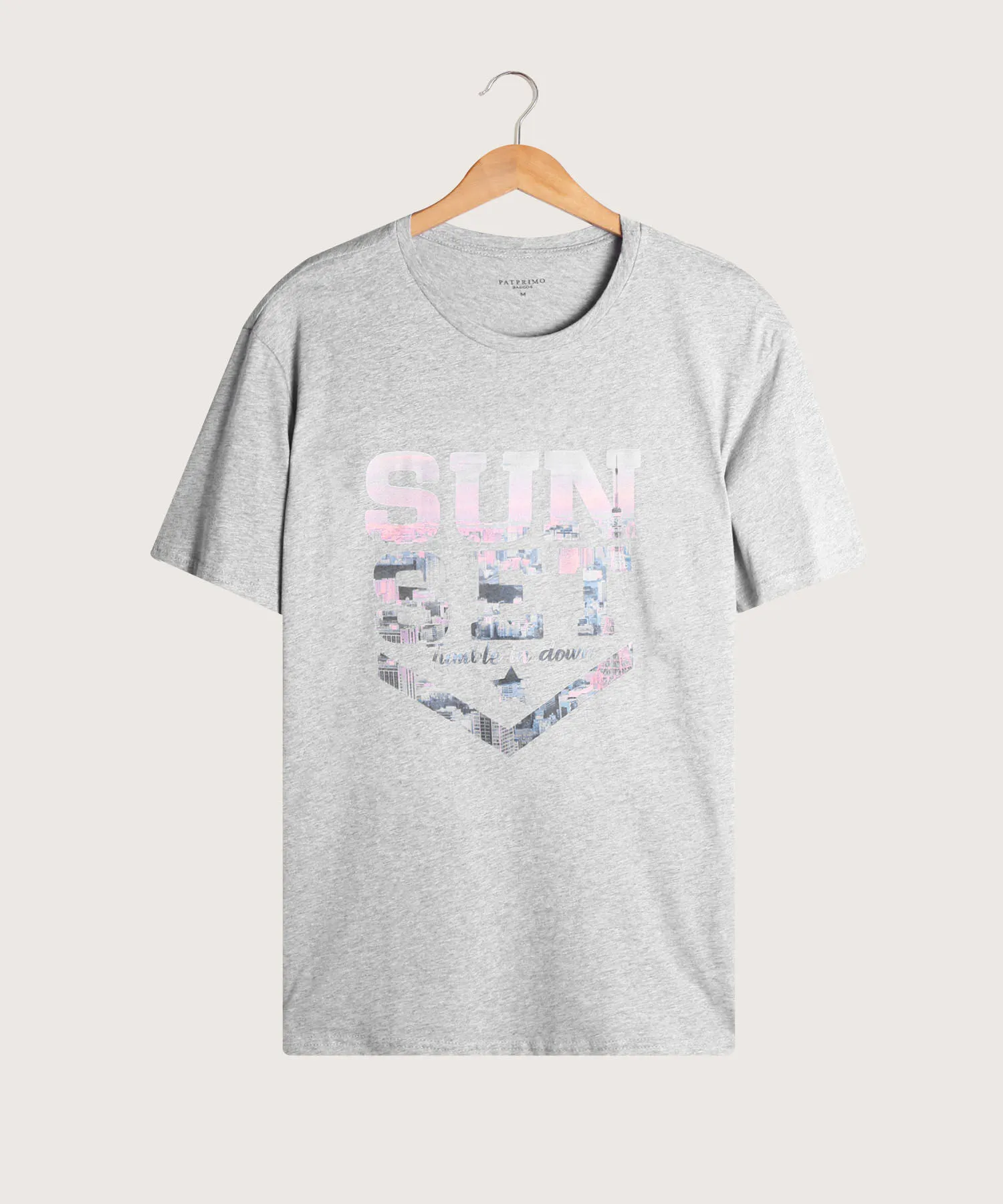 Camiseta Cuello Redondo Con Estampado-