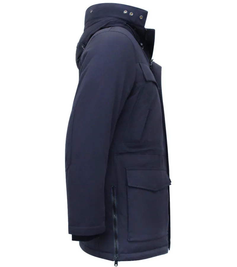 Chaqueta Parka Larga de Hombre con Capucha - 891 - Azul