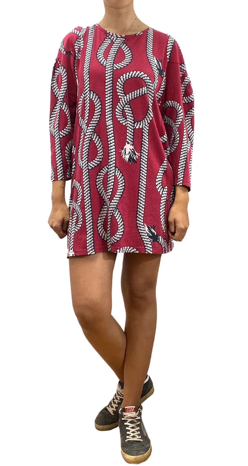 CHER Vestido Burdeo Estampado