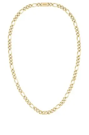 Collar dorado con cadena de estilo fígaro y eslabón de la marca