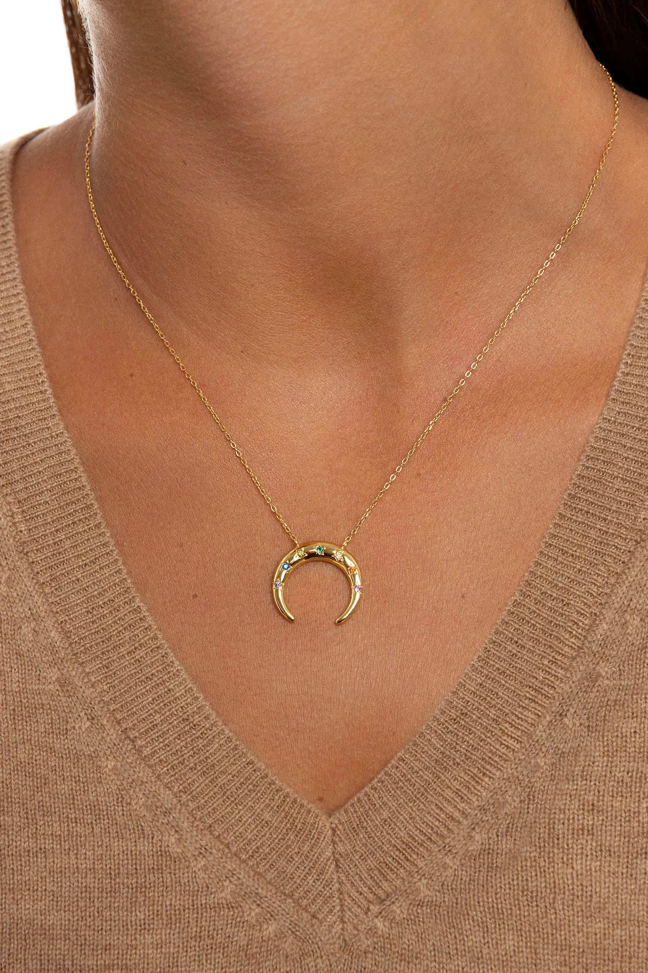 Collar Moonset Colors Plata Baño Oro