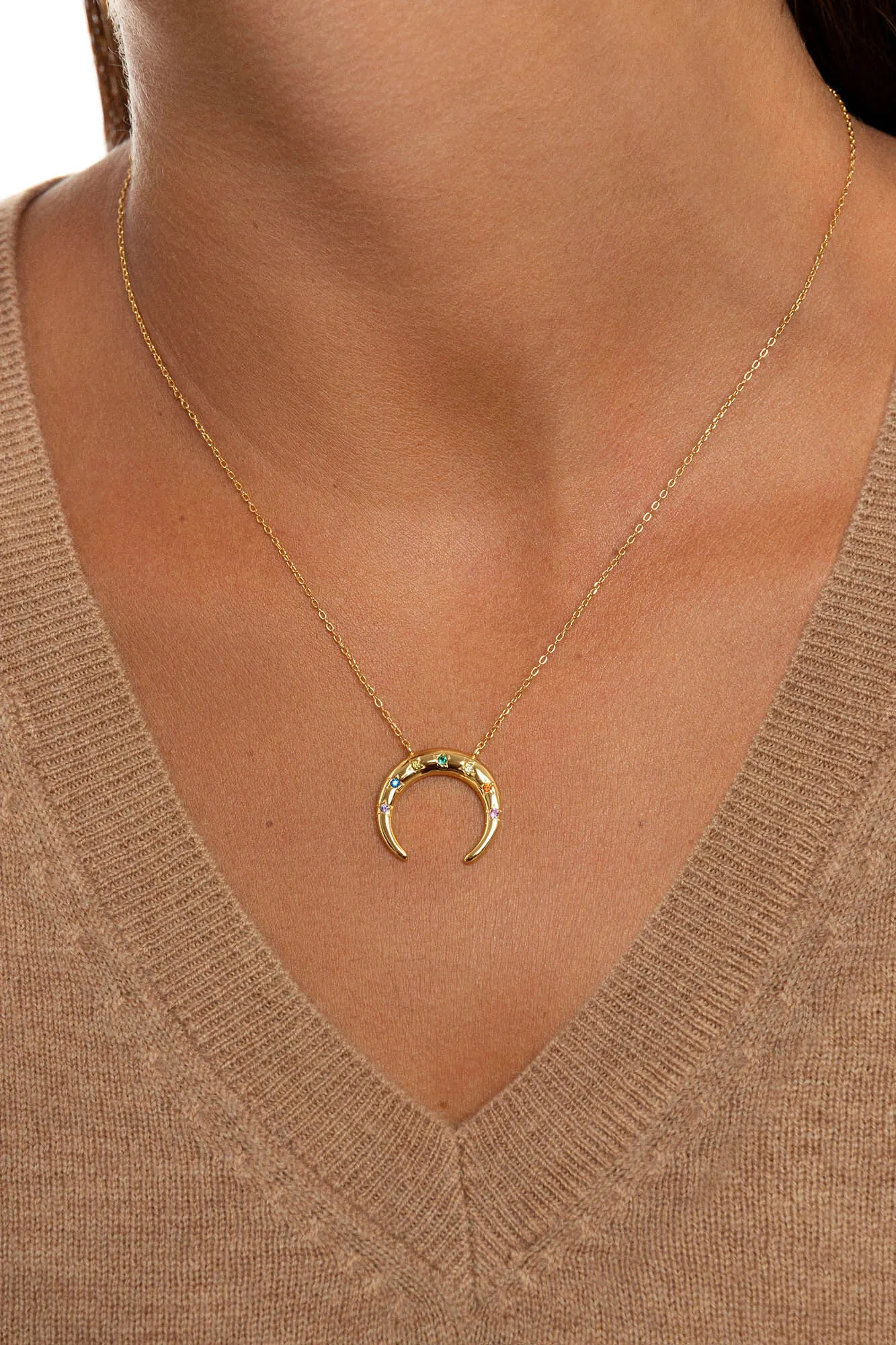 Collar Moonset Colors Plata Baño Oro
