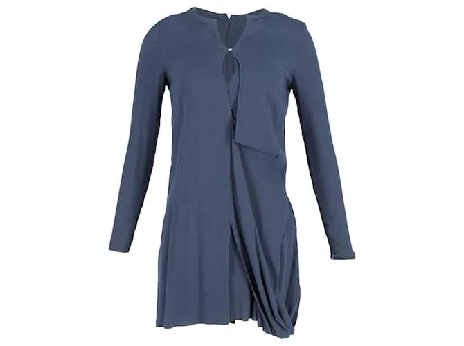 Minivestido asimétrico de manga larga en viscosa azul marino de Acne Studios 