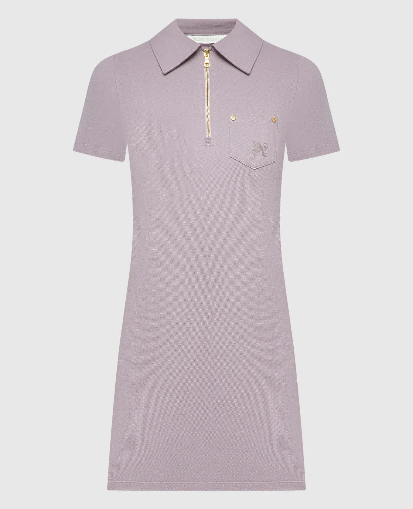 Palm Angels Purple polo dress with monogram logo embroidery