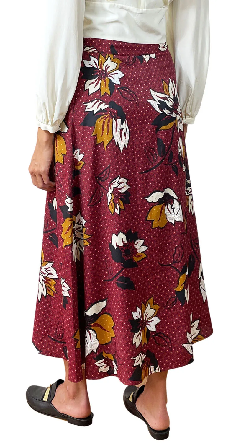 RAPSODIA Falda Roja Diseño Flores
