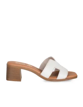 Sandalias Mules Tacón Blanco PERA LIMONERA