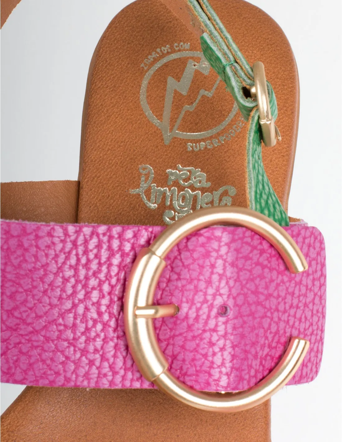 Sandalias Tacón Bajo Piel Multicolor PERA LIMONERA