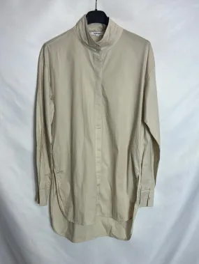 SHON MOTT. Camisa beige cuello mao. T 1(S)