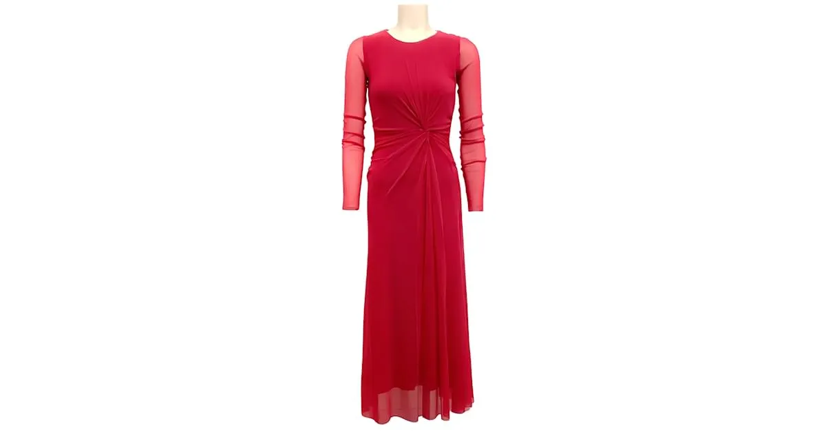 Vestido Fuzzi magenta de manga larga con detalle de nudo Rosa 