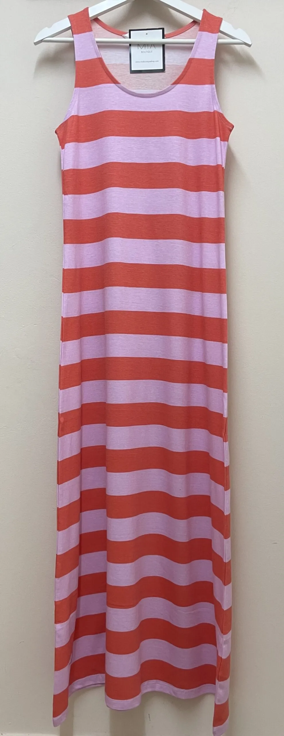 Vestido Largo Rayas Coral