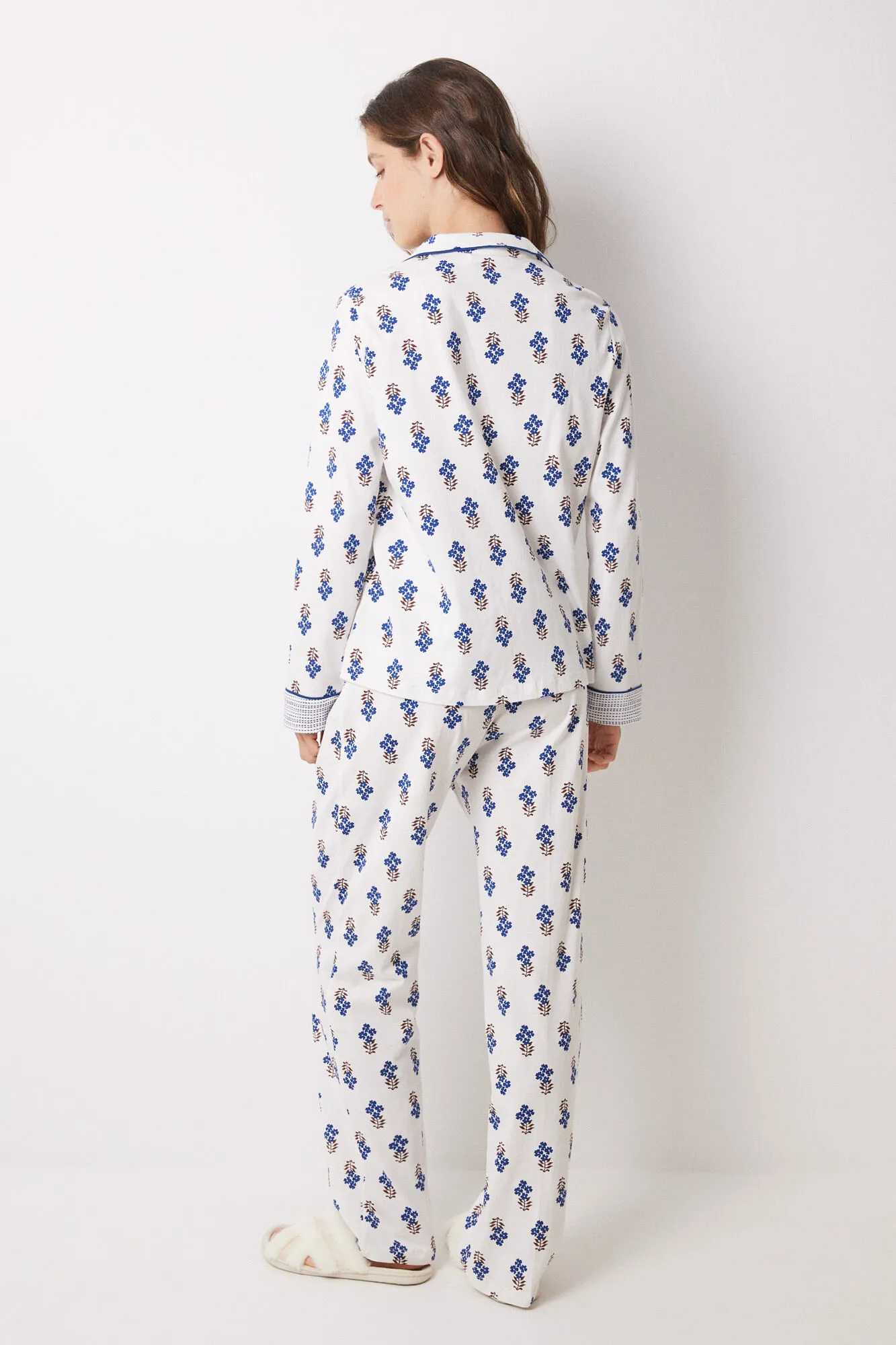 Women'secret Pijama camisero largo 100% algodón flores